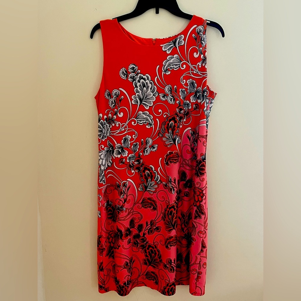 Chico's orange and red floral sheath dress